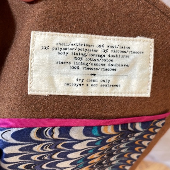 Anthropologie/ Cartonnier 3/4 Sleeve Wool Blend Coat - Picture 6 of 7